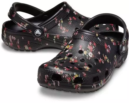 Сабо Crocs Classic Clog - Seasonal Graphic, цвет Black Ditsy