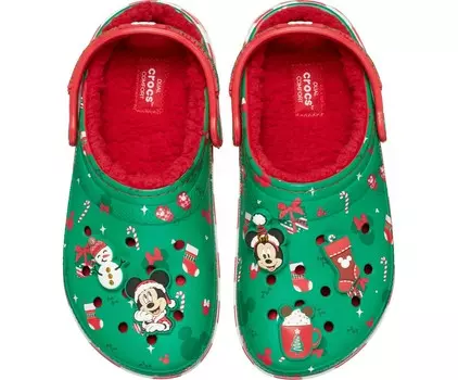 Сабо Crocs Classic Clog x Disney Mickey Holiday, зеленый/красный
