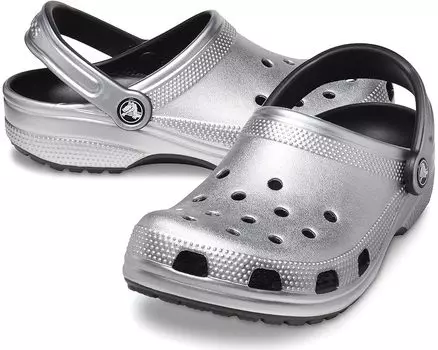 Сабо Crocs Classic - Glitter, цвет Silver Metallic