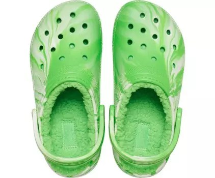 Сабо Crocs Classic Lined Glow-in-the-Dark Marbled, зеленый