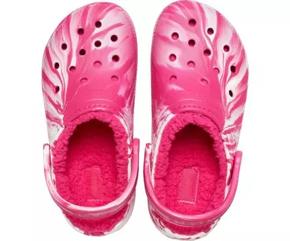 Сабо Crocs Classic Lined Glow-in-the-Dark Marbled, розовый