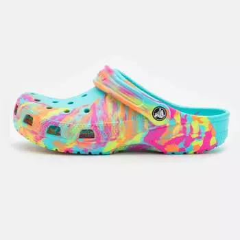 Сабо Crocs Classic Marbled Unisex Clogs, голубой/мультиколор