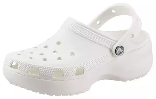 Сабо Crocs "Classic Platform Clog W", платформа, летняя обувь, тапочки, тапочки, модная подошва на платформе, белый