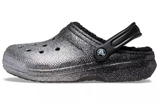 Сабо Crocs Classic Glitter Lined Clogs 'Black Silver' Women's