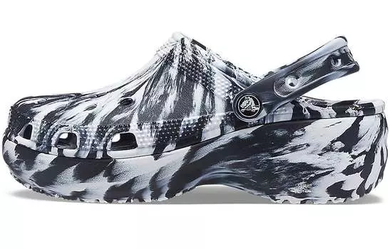 Сабо Crocs Classic Platform Marbled Clog 'Black White' Women's