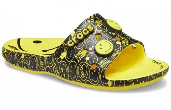 Шлепанцы и сланцы Smiley X Crocs Classic Clog Slide Slippers Unisex Yellow Black