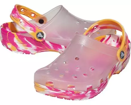 Сабо Crocs Classic Translucent Clog, цвет White/Multi Marbled