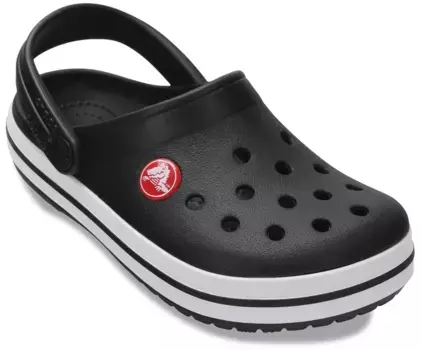 Сабо Crocs "Crocband Clog K", летние туфли, тапочки, тапочки, купальная обувь с контрастными вставками, черно-белый