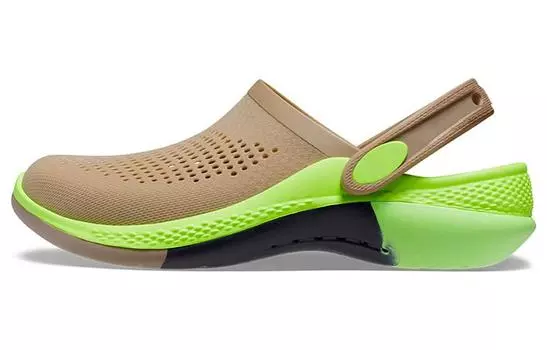 Сабо мужские Crocs с перфорацией, бежево-зеленый