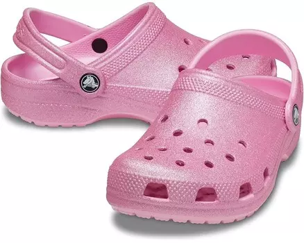 Сабо Crocs Kids Classic Glitter Clogs, цвет Pink Tweed Glitter