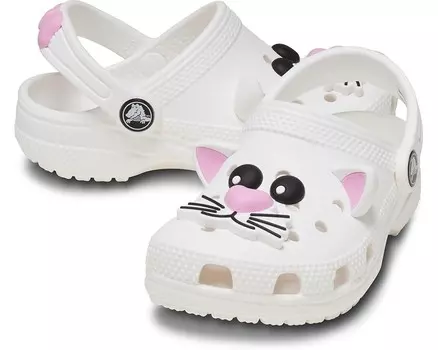 Сабо Crocs Kids Classic I AM Clogs, цвет White/Pink Tweed Cat