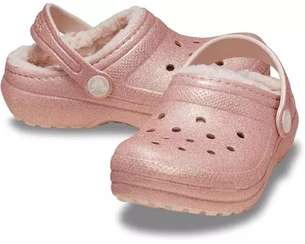 Сабо Crocs Kids Classic Lined Glitter Clogs, цвет Quartz