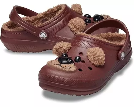 Сабо Crocs Kids Classic Lined I Am Clogs, цвет Dark Clay/Brown Bear