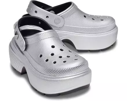 Сабо Crocs Stomp Clogs, серебряный