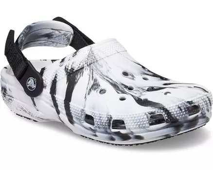 Сабо Crocs Work Classic Adjustable Slip Resistant, цвет Black/White Marbled