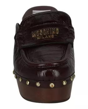 Сабо из лакированной кожи с логотипом Moschino, цвет Bordeaux