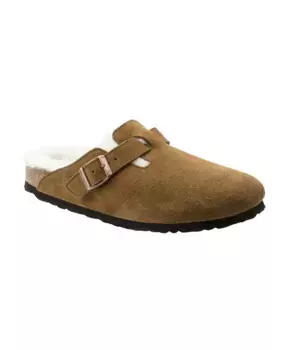 Сабо из овчины замшевые комфортные Birkenstock, коричневый