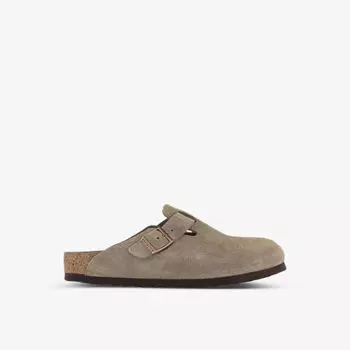 Сабо из замши и кожи с тисненым логотипом boston Birkenstock, коричневый