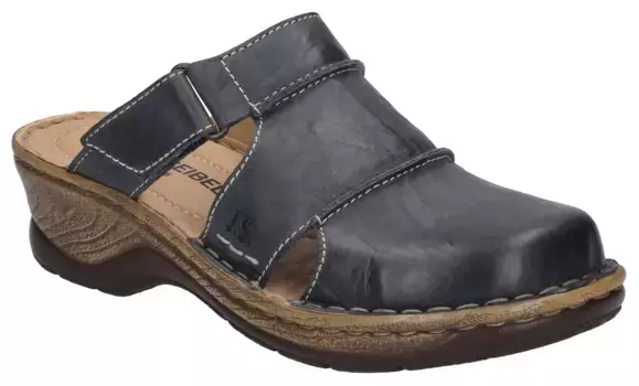 Сабо Josef Seibel "Catalonia 84", винтаж, блочный каблук, летняя обувь, тапочки на каблуке 4,5 см, синий