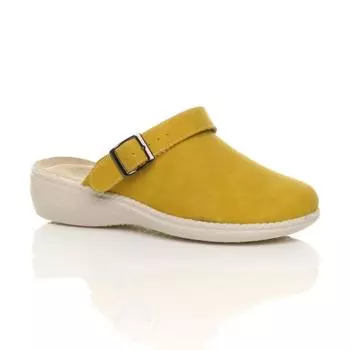 Сабо-мюли из искусственной кожи на низкой танкетке с ремешком на пятке AJVANI, зеленый