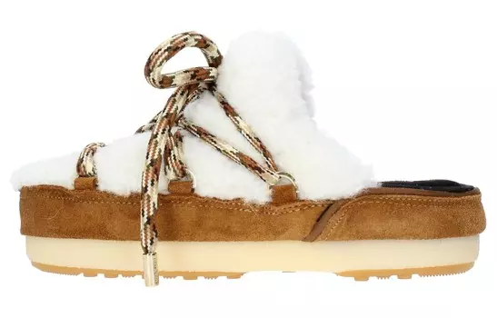 Сабо-мюли из овчины Moon Boot, белый/коричневый