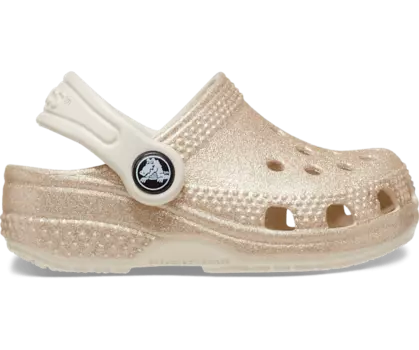 Сабо с блестками для младенцев Crocs Littles для малышей, цвет Champagne Glitter