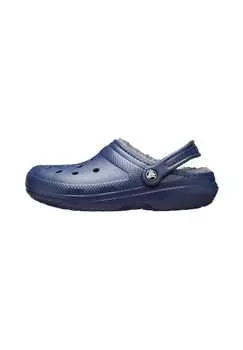 Сабо с пушистой подкладкой и ремешком на пятке Crocs, синий