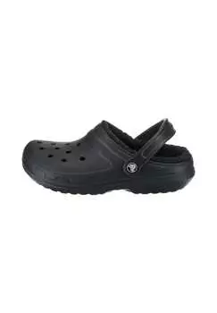 Сабо с пушистой подкладкой и ремешком на пятке Crocs, черный