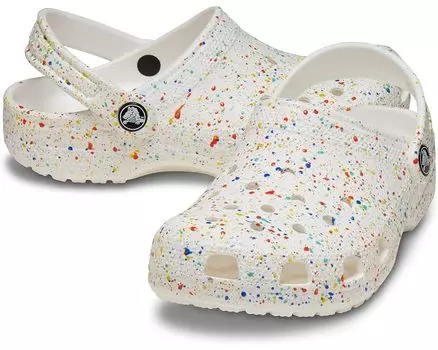 Сабо Unisex Crocs Kids Classic Clogs with Patterns and Graphics, цвет White/Multi Paint Splatter
