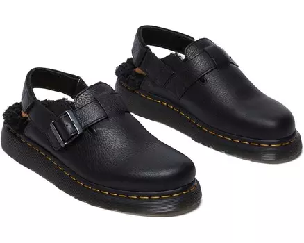 Сабо Unisex Dr. Martens Jorge II Faux Fur Lined Leather Slingback Mules, черный