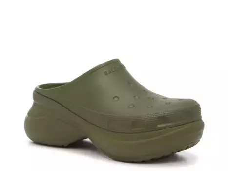 Сабо x Crocs Platform Mule Balenciaga, хаки/зеленый
