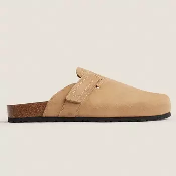 Сабо Zara Home Leather With Topstitching, бежевый