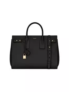 Sac De Jour Supple Medium из зернистой кожи Saint Laurent, черный