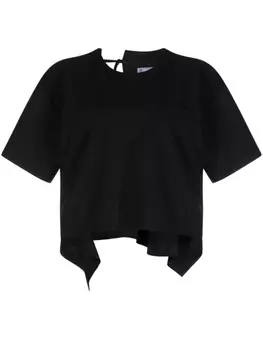 sacai блузка с короткими рукавами и драпировкой, черный