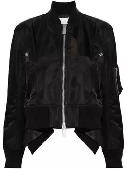 sacai бомбер асимметричного кроя, черный