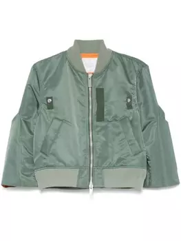 Sacai бомбер на молнии, зеленый