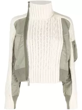sacai бомбер с контрастной вставкой, белый