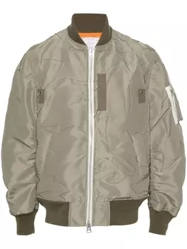 sacai бомбер с нашивкой, зеленый