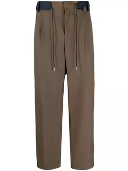 sacai брюки с кулиской, зеленый