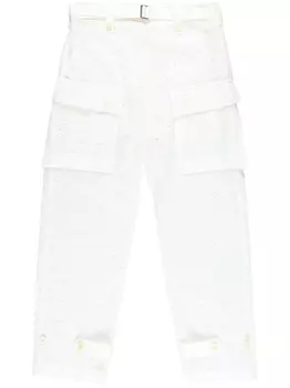 sacai брюки с вышитым логотипом, белый