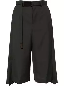 Sacai брюки со складками, зеленый