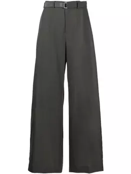 sacai брюки строгого кроя в тонкую полоску, зеленый