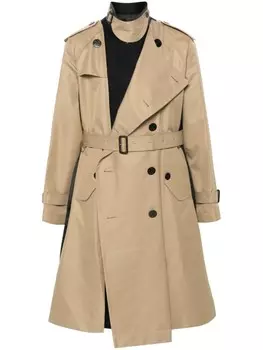 Sacai двухцветное пальто, нейтральный цвет