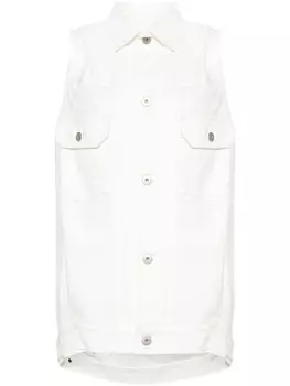 sacai джинсовый жилет со складками, белый
