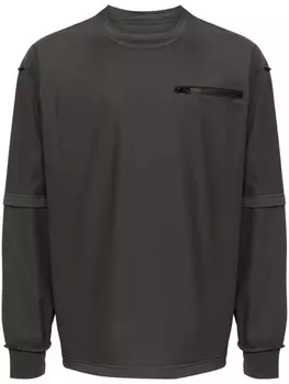 Sacai футболка с карманом на молнии, серый