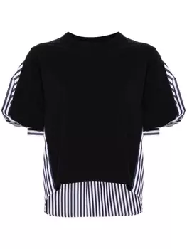 sacai футболка с объемными рукавами и полосками, синий