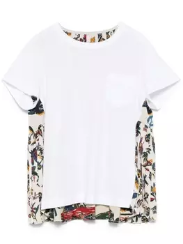 Sacai футболка с плиссировкой, белый