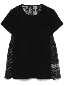 Sacai футболка с принтом, черный