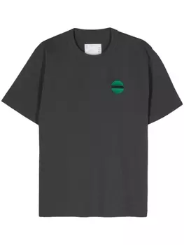 sacai футболка с вышитой надписью, серый