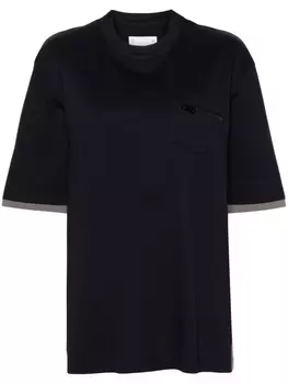 sacai футболка со вставками, синий